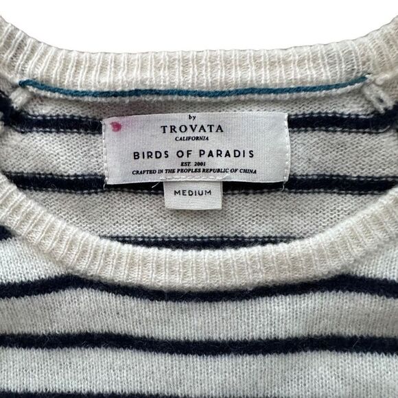 Trovata The Renee Cashmere Sweater Paradis Navy Stripes Size Medium - Picture 3 of 8